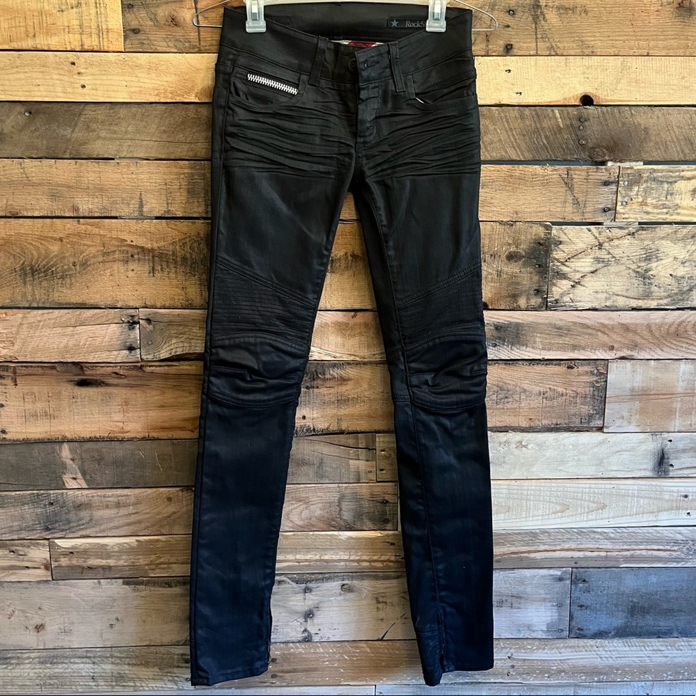 Rockstar Sushi coated moto jeans